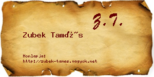 Zubek Tamás névjegykártya